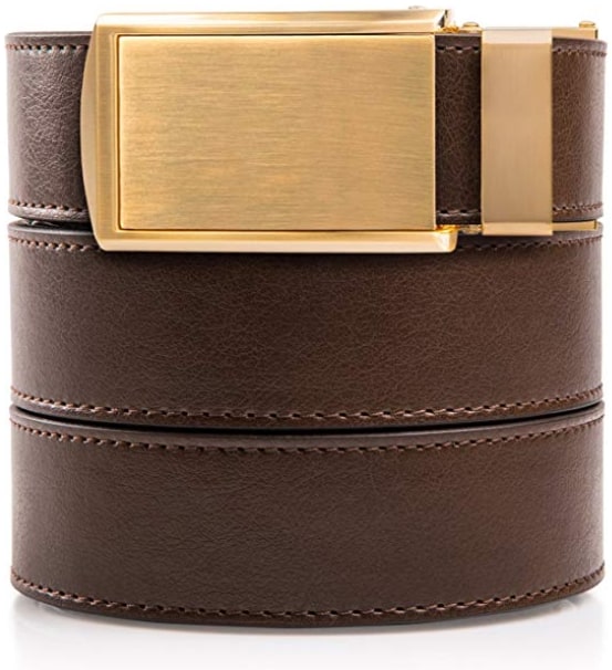 Slidebelts Brown Gold Vegan Leather Belt for Men