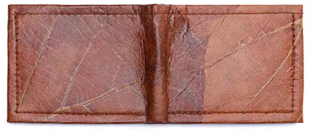 Brown Leaf Leather Vegan Wallet for Men